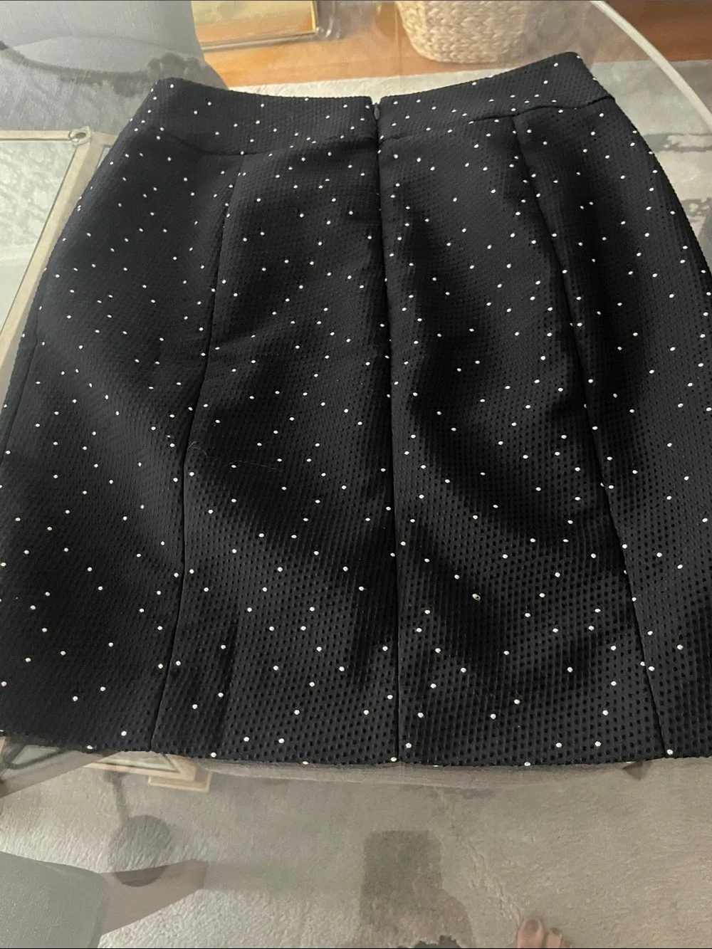 Ann Taylor Navy Mini Skirt with White Polka Dots
